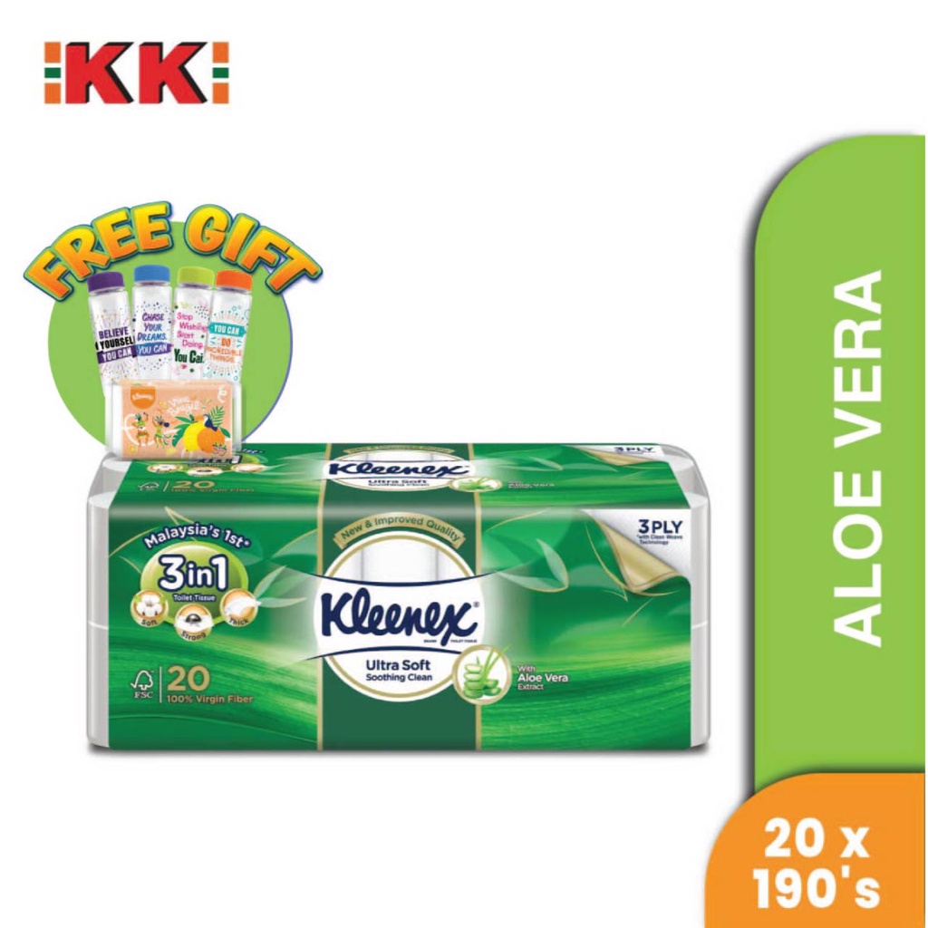 Kleenex Ultra Soft Toilet Tissue Aloe Vera 3 PLY (190'S x 20 Rolls