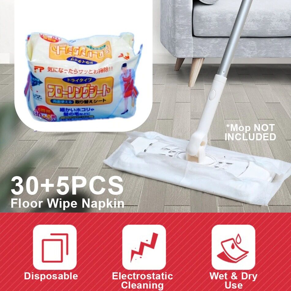 { KL SELLER } FREE GIFT [YNY MALL] [ 30 + 5 PCS ] Disposable Floor Mop Napkin / Kain Lap Lantai Pakai Buang / 30+5片装地托抹纸