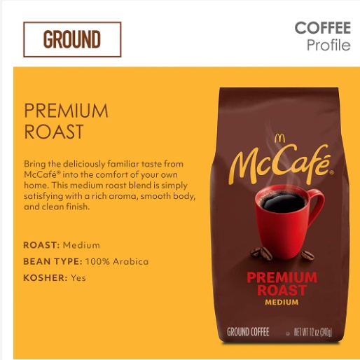 MCCAFE 100% Arabica Coffee Premium Roast, Breakfast Blend, Colombian Repackaged