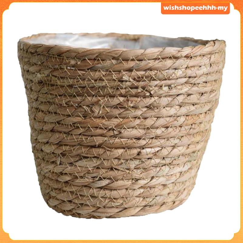 Country Handmade Straw Flower Baskets, Potted Plants, Basket Weave Baskets, Rattan Plants, Bamboo Weave Baskets, Natural Seaweed Baskets, Bamboo Basket Decoration