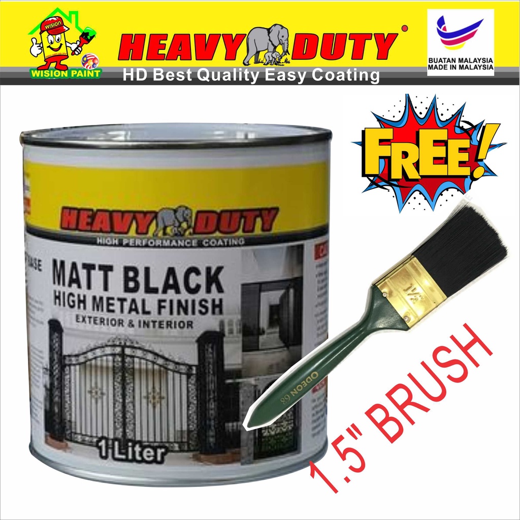 1LITRE BLACK MATTE PAINT FOR WOOD AND METAL ( free 1.5" brush ) heavy