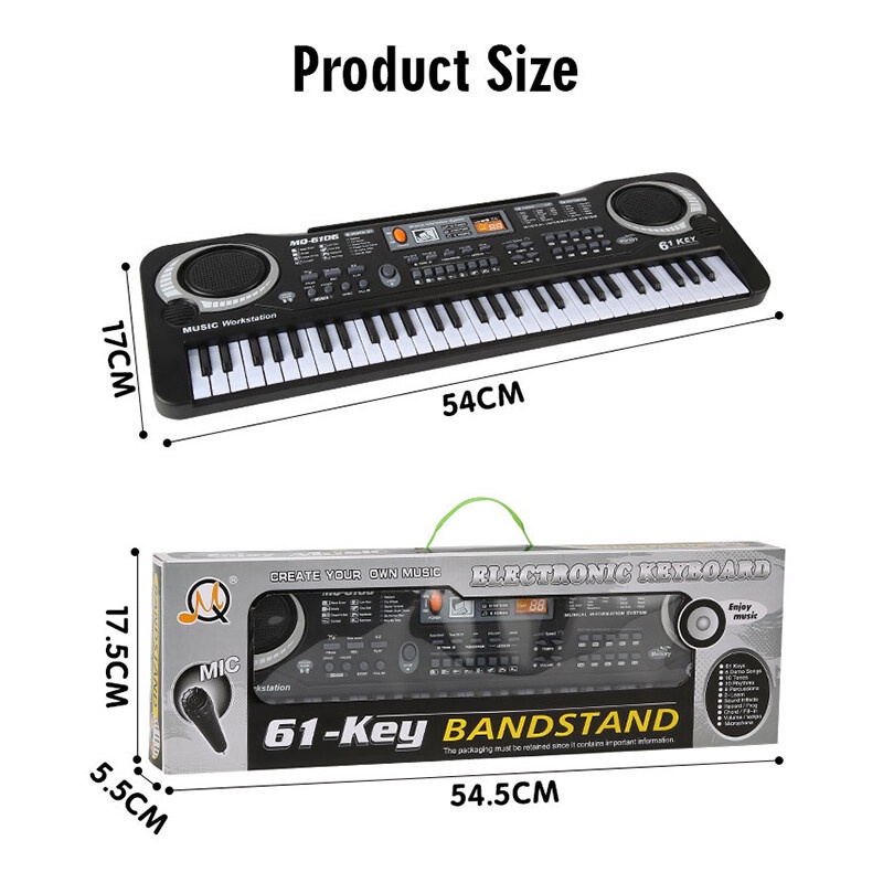 Piano Elektrik 61 Kekunci Muzik Digital Papan Kekunci Muzik Elektronik Dengan Set Mikrofon Papan Kekunci K