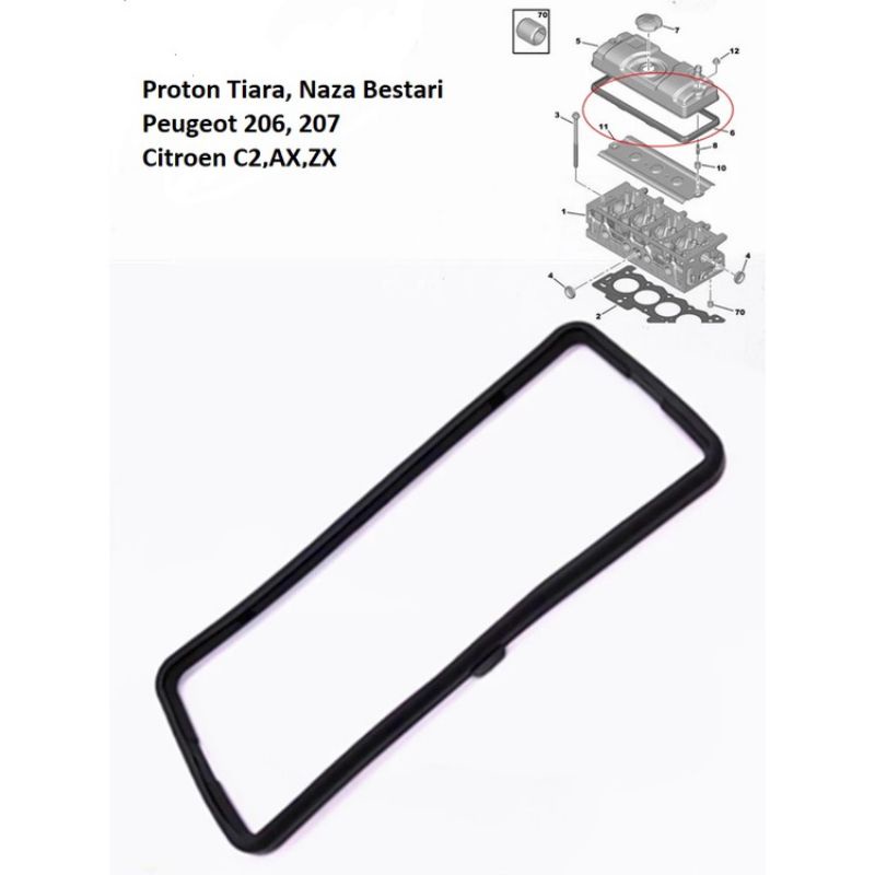 Proton Tiara Naza Bestari Peugeot 206 Rocker Cover Gasket Shopee Malaysia