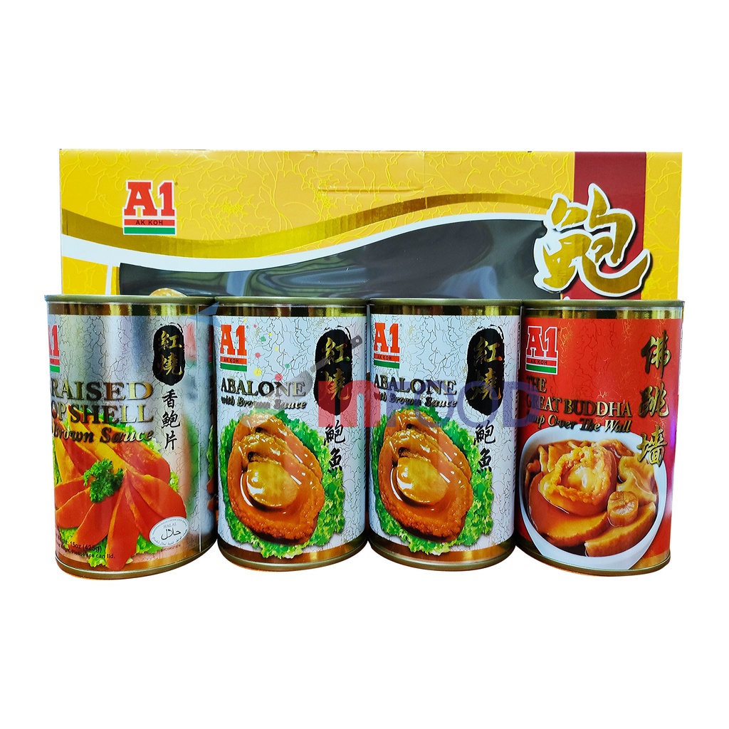 A1 AK KOH Braised Abalone Gift Pack 红烧鲍鱼套装 【 4tin x 425g 】 Shopee