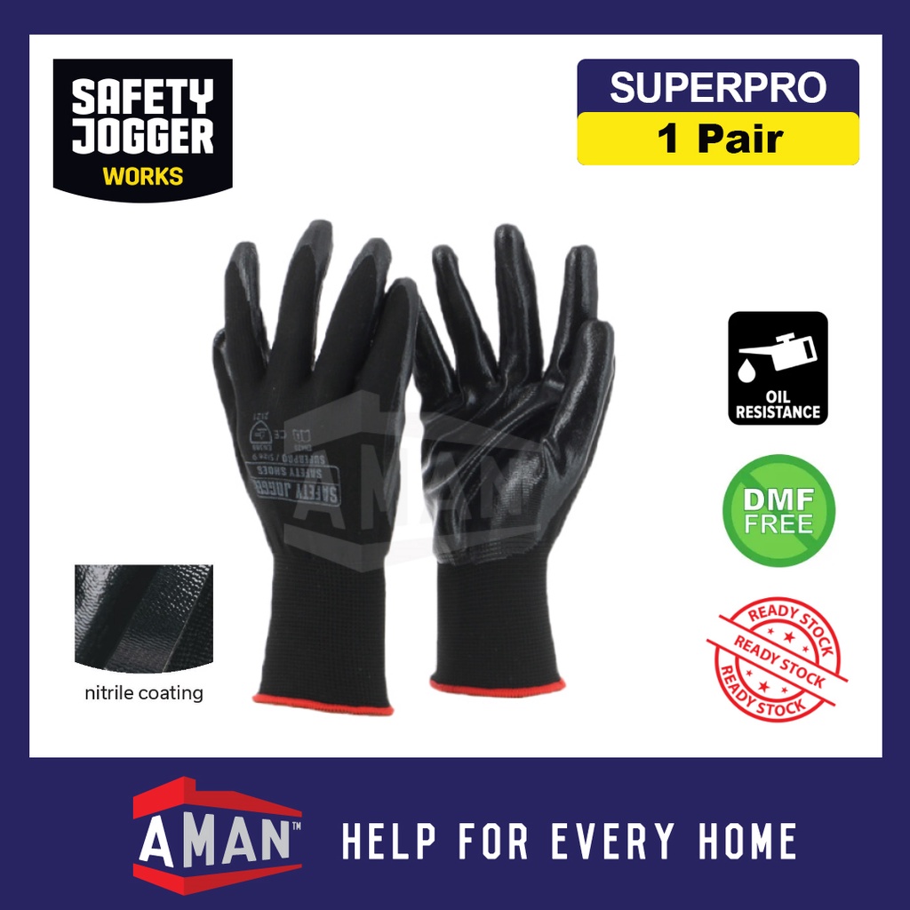 SAFETY JOGGER SuperPro Oil Resistant Polyester Nitrile Industrial Protective Hand Glove Safety Gloves Sarung Tangan 手套