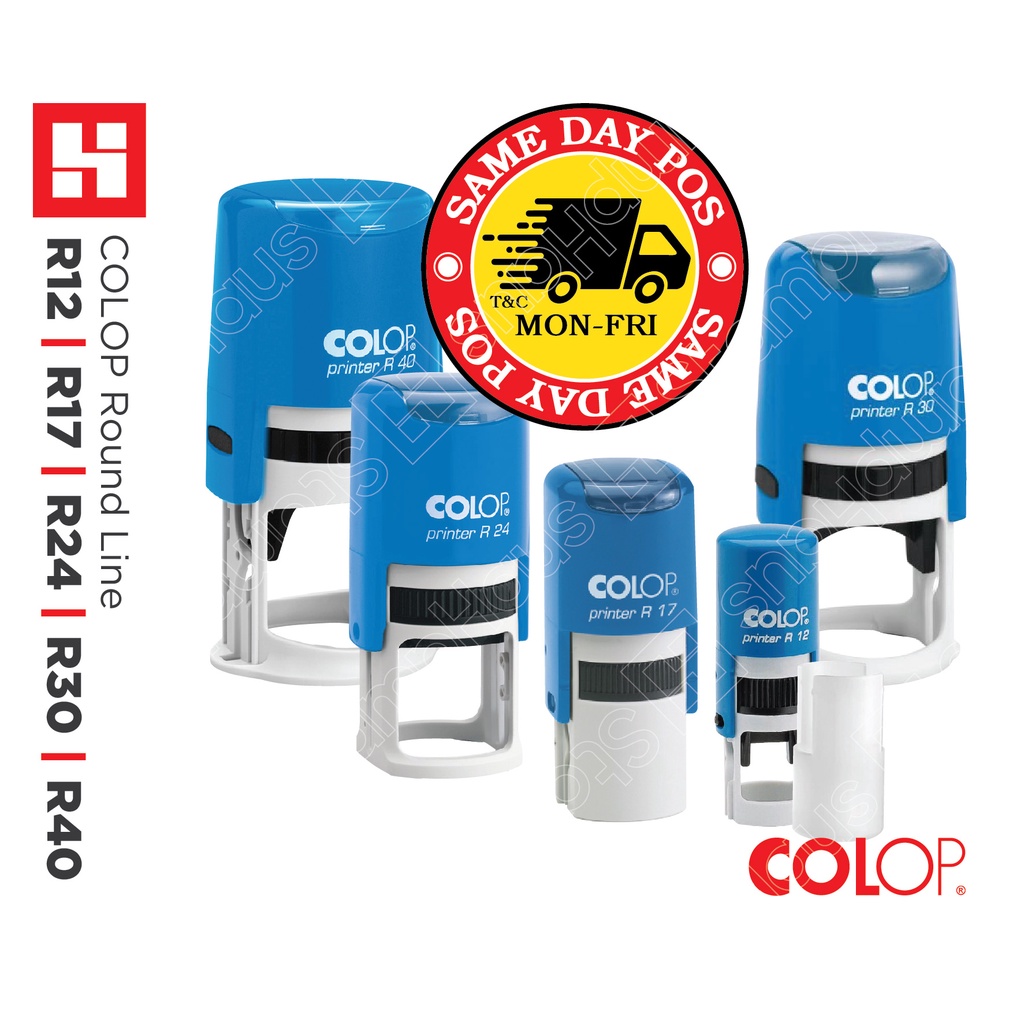 SAME DAY POS * Rubber Stamp * COLOP SelfInking Round Stamp R12 R17