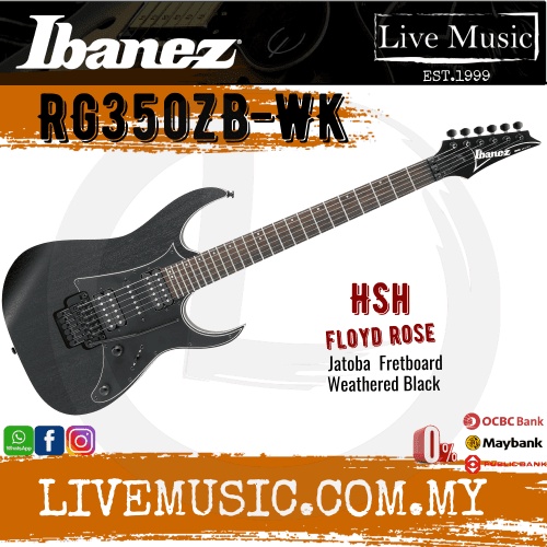 Ibanez RG350ZB Solid Body Electric Guitar - Weathered Black (RG