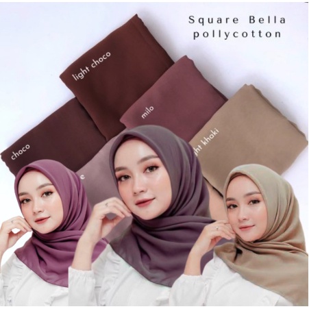 BELLA SQUARE Plain SQUARE Hijab Pollycotton Hijab Bela Hijab Part 1 "Full Color"