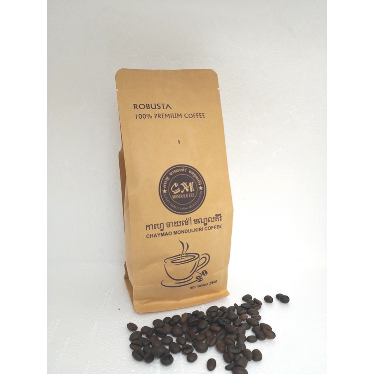 Cambodian Chaymao Mondulkiri 100% Premium Robusta Coffee Beans 250g ...