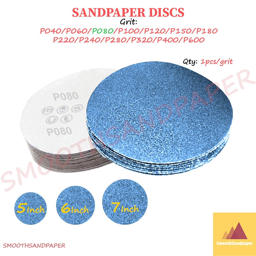 Abrasive Blue Sandpaper Discs Aluminium Oxide (Velcro) Kertas Pasir Cakera (Biru + Velcro) 5"/6"/7" 砂纸植绒圆盘 image 8