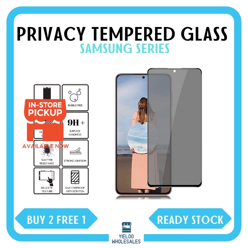 (BELI 2 PERCUMA 1) SAMSUNG Tempered Glass Screen Protector PRIVACY 9D A04/S23/A14/A54/S23FE/A05/M54/A2/A35/A55/S24/A06