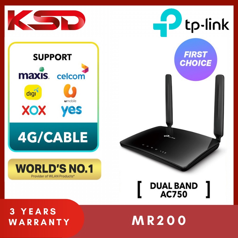 TPLink TLMR200 AC750(2.4Ghz+5Ghz) Dual Band 4G LTE Wifi Sim Router