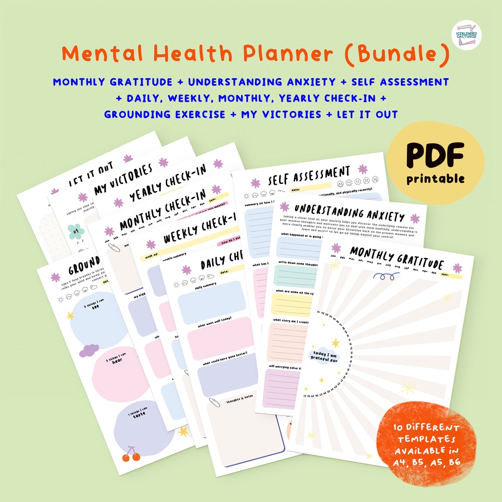 (Series C) Mental Health Planner - Anxiety, Self Care, Self Discovery ...