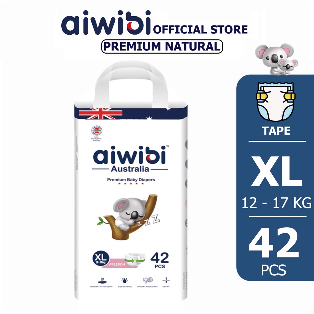 Aiwibi Premium Natural Tape Diaper - Size XL (42 Pcs) | Shopee Malaysia