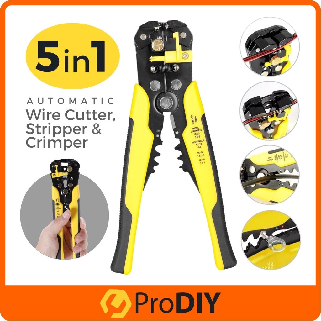 PRODIY 5 in 1 Crimper Wire Sripper Cutter Crimp Wire Cable Stripper