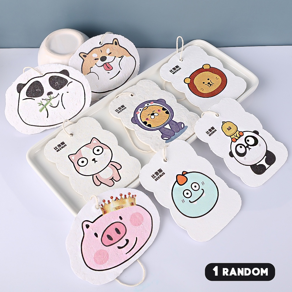 [Random Style] Cartoon Compressed Rag Double Sided Dishwashing Sponges Household Kawaii Cleaning Sponge Wipe Cute Animals Shaped Dishes Scrubber Kitchen Gadget Cleaning Dishcloth