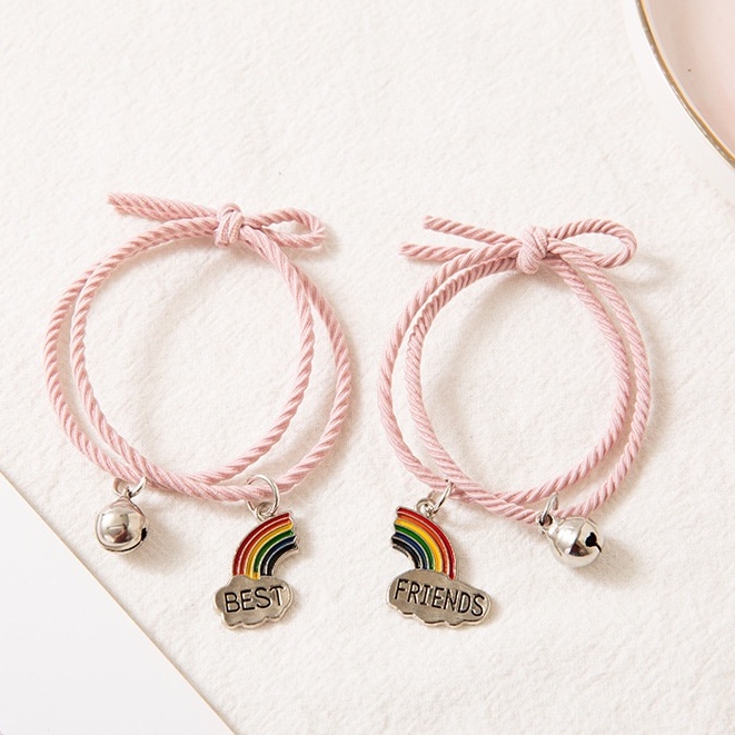 2pcs/set Rainbow Bracelet Korean Style Best Friends Bracelet Friendship Jewelry Fashion Birthday Gift Bracelet Bff - Xin