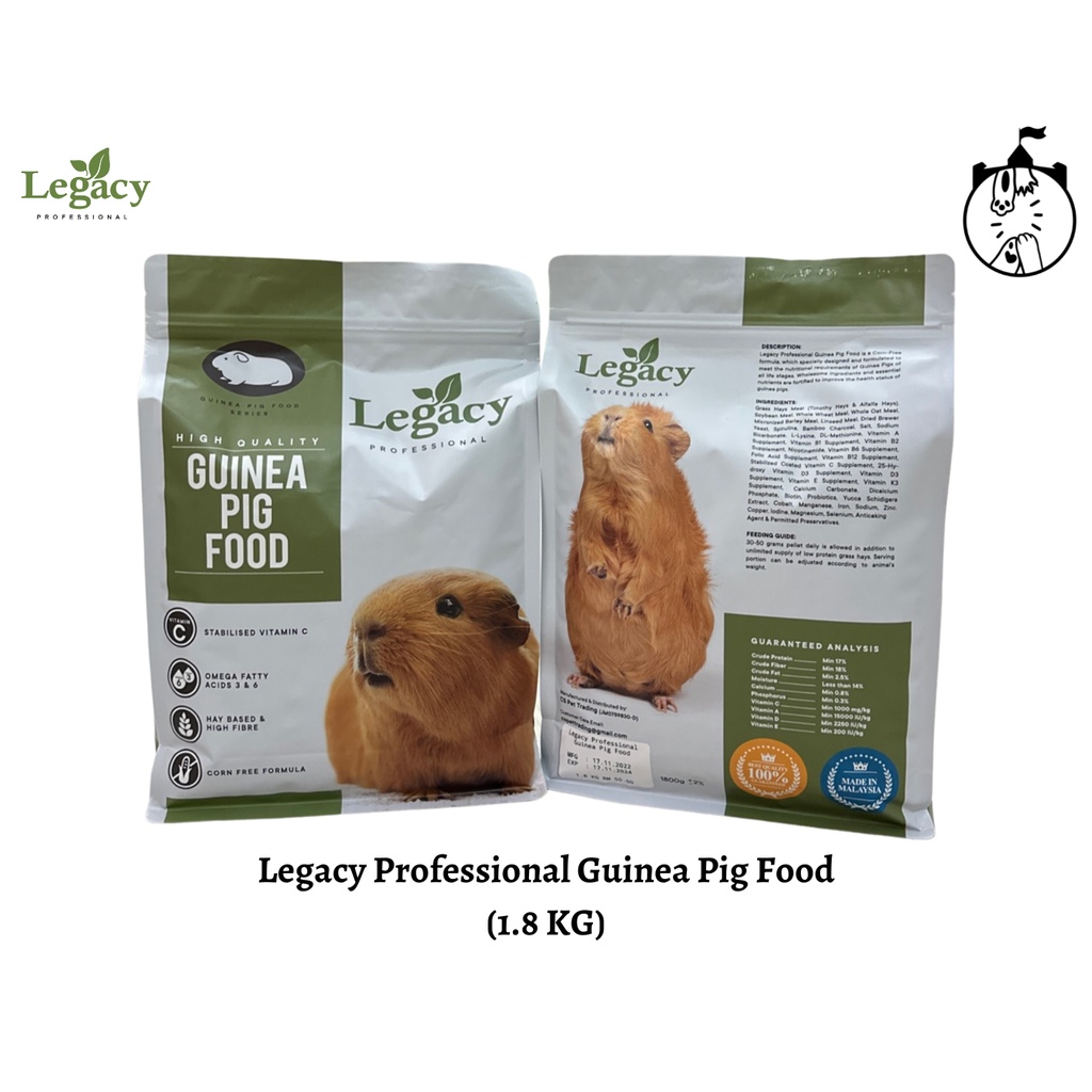 Legacy Professional High Vitamin C Guinea Pig Food Pellets 1.8kg Legacy专业高维他命C天竺鼠/豚鼠/荷兰猪饲料1.8kg