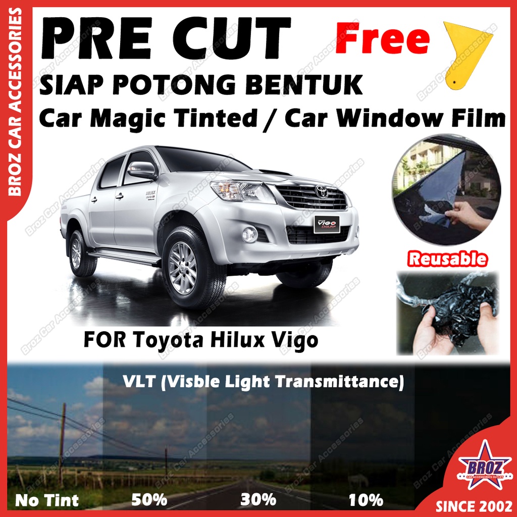 For Toyota Hilux Vigo Car Magic Tinted Film Solar PRECUT OEM Window DIY