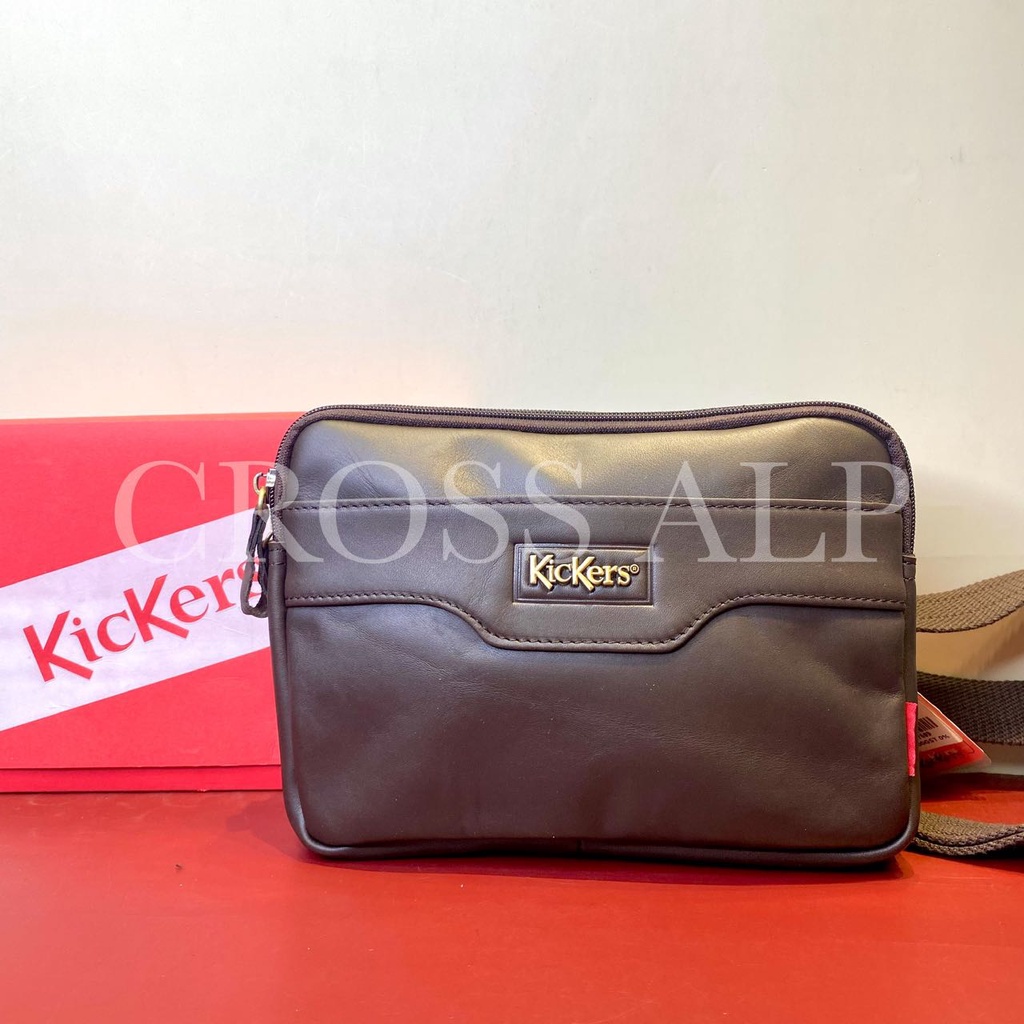 Kickers Sling Bag Clutch Bag Original Genuine Leather Attach With Belt