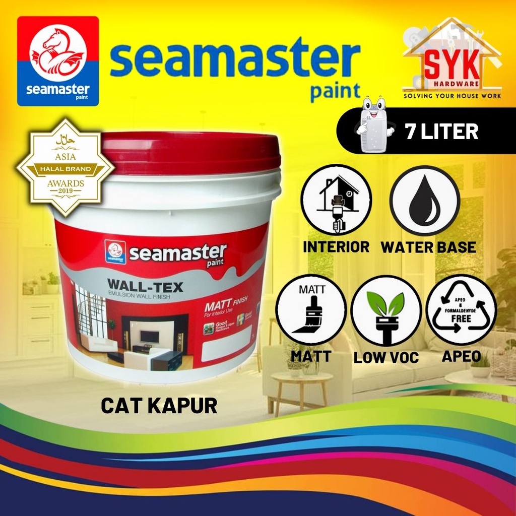 SYK Seamaster Wall-Tex (7 Liter) Interior Acrylic Emulsion Paint Wall ...