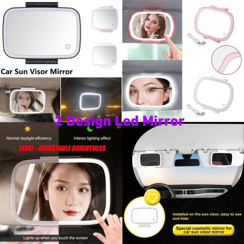 (New) Car LED Vanity Mirror Car Makeup Mirror With Led Light Adjustable