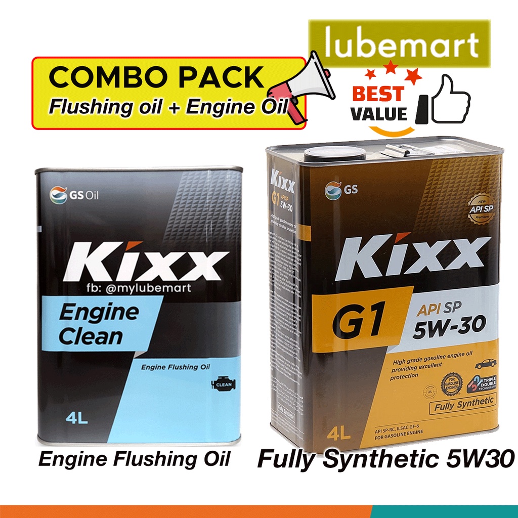 KIXX Engine Clean (4 Liter) + KIXX G1 Fully Synthetic 5W30 (4 Liter