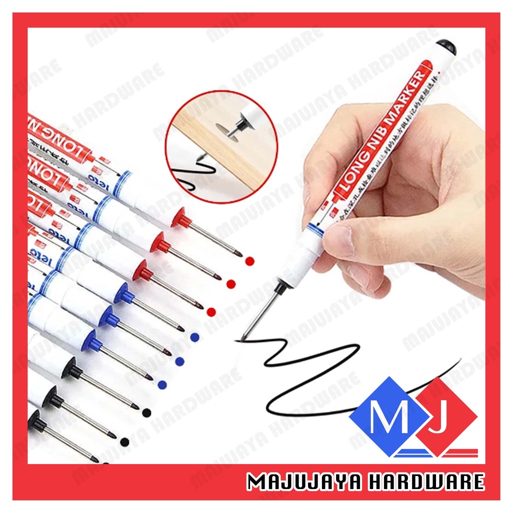 3 PCS Long Head Deep Hole Marker Pens, 2025 Upgrade Long Nib Marker Set Professional Construction Markers Scriber Marking Tools Double Head Permanent