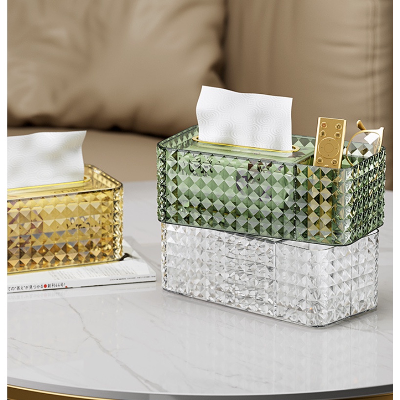 BO.EN Transparent Luxury Tissue Box for Living room/ Home Coffee Table