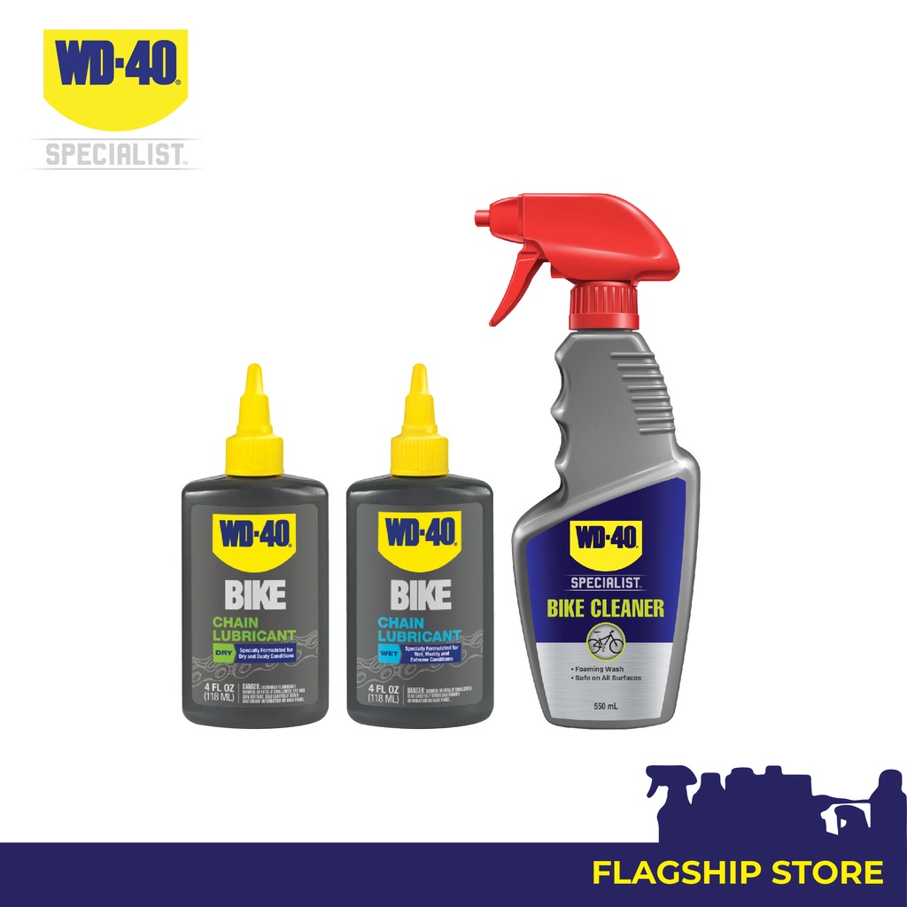 WD40 Specialist Bike Cleaner 550ml + Bike Dry & Wet Chain Lube 118ml