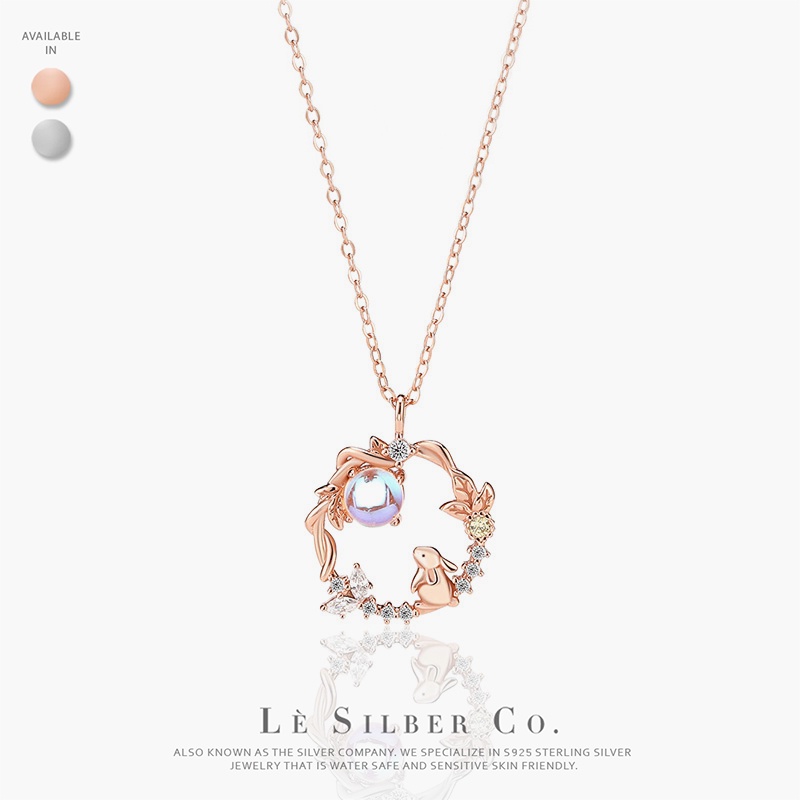 Lè Silber Co.S925 - Moon Garden Rabbit Pendant Necklace