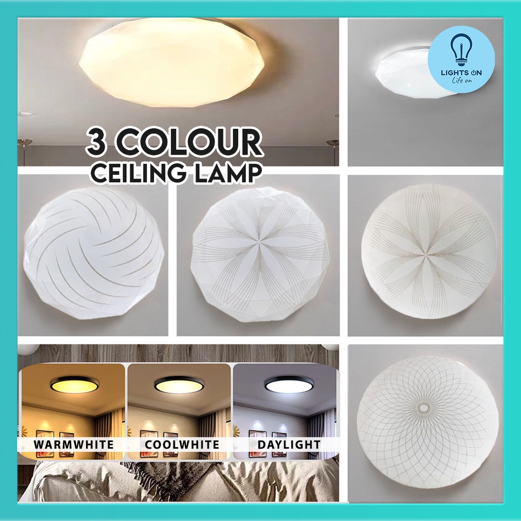 3 Colour LED Modern Ceiling Light Surface Mounted Ceiling Lamp 16