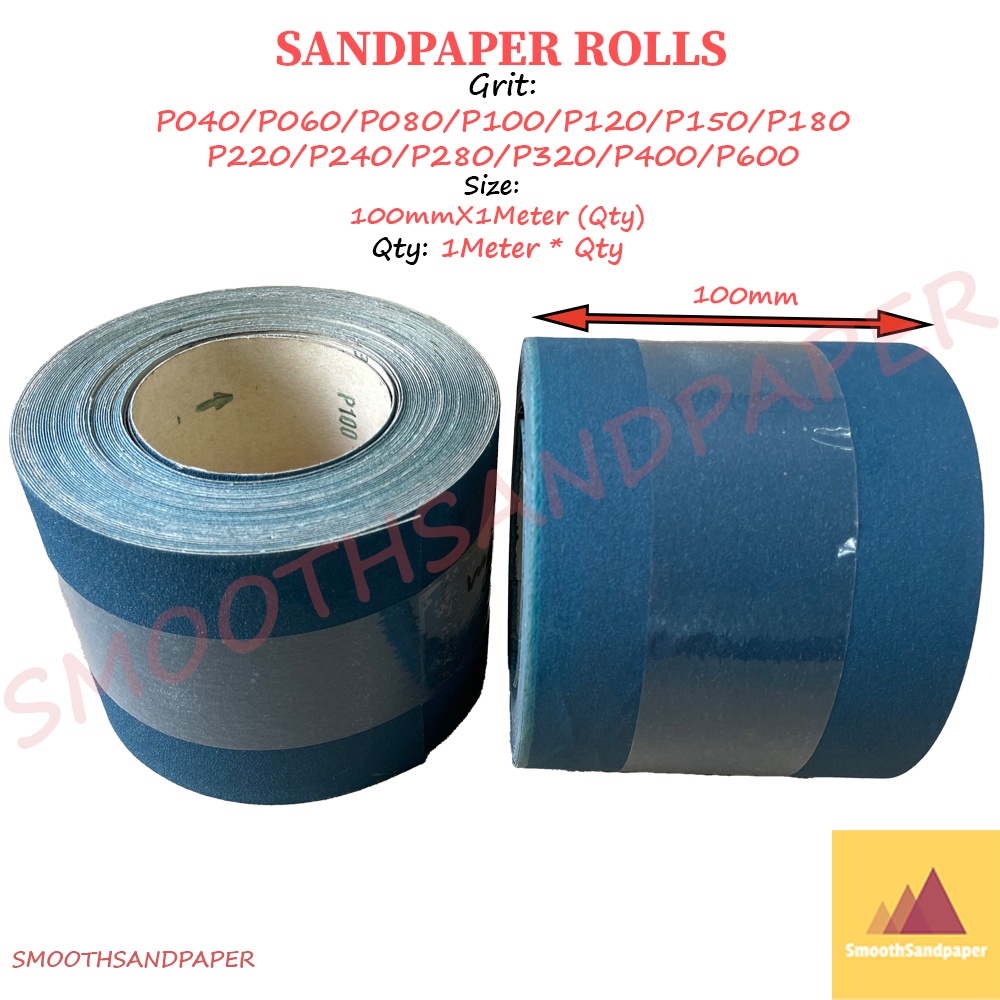 Sandpaper Roll Aluminium Oxide Kertas Pasir Roll 100mm x 1 Meter Wood Metal DIY 木工 铁工 砂纸卷 image 3
