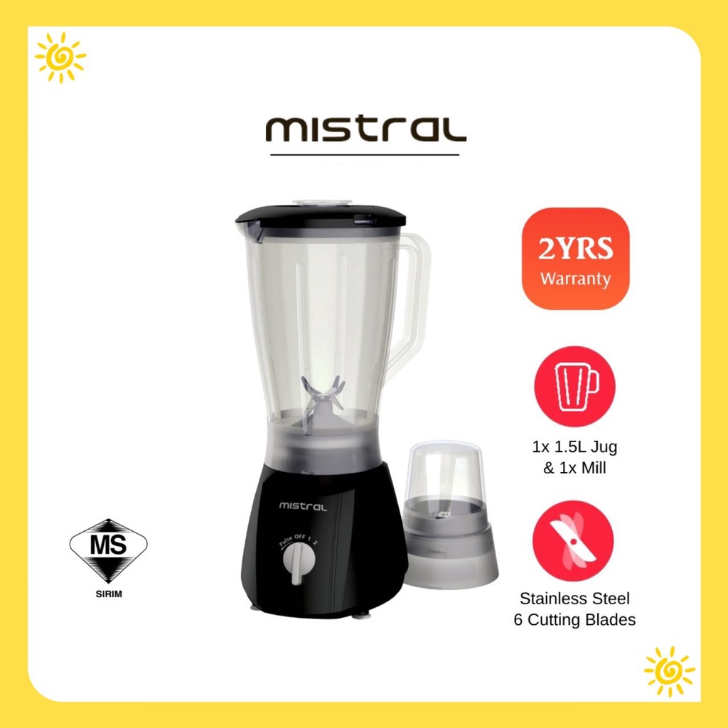 Mistral 1.5L Blender with Grinder MBL1513 (Khind Blender Juice Mixer