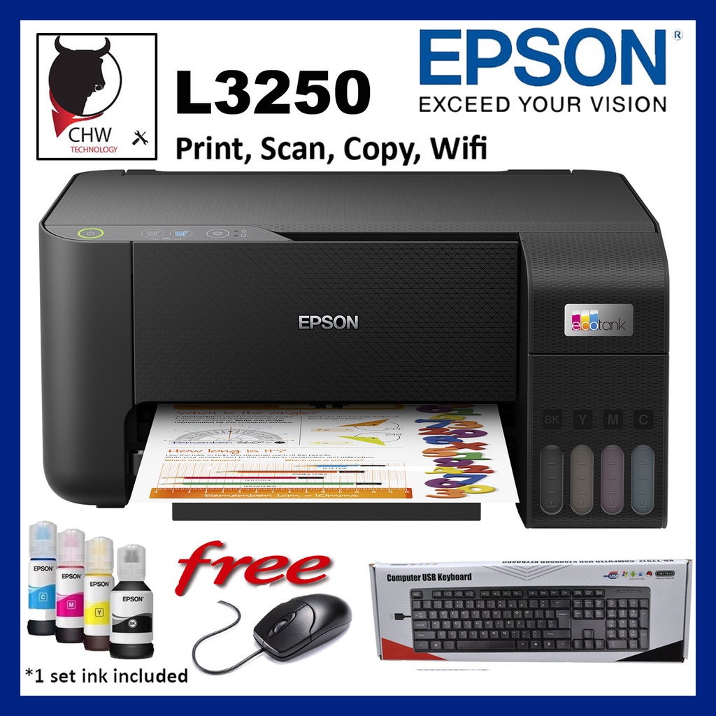 EPSON L3250 INKJET PRINTER ALL IN ONE WITH WIFI FREE KEYBOARD & MOUSE
