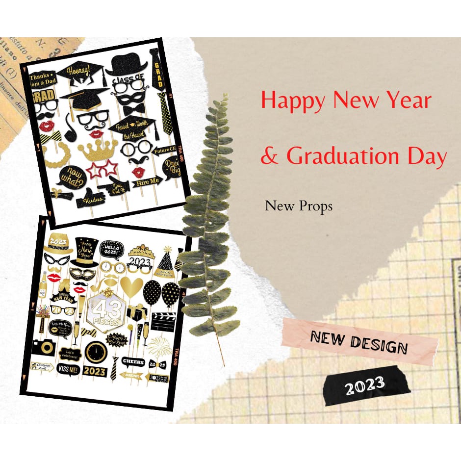 *NEW DESIGN*43pcs New Year & Graduation Day Props Alat Pereka Tahun Baru & Hari Graduasi
