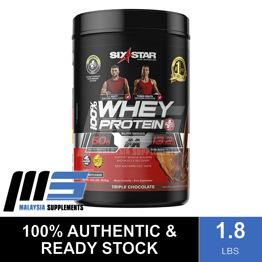 Six Star 100 Whey Protein Plus, 1.8lbs Muscle Recovery, Lean Muscle
