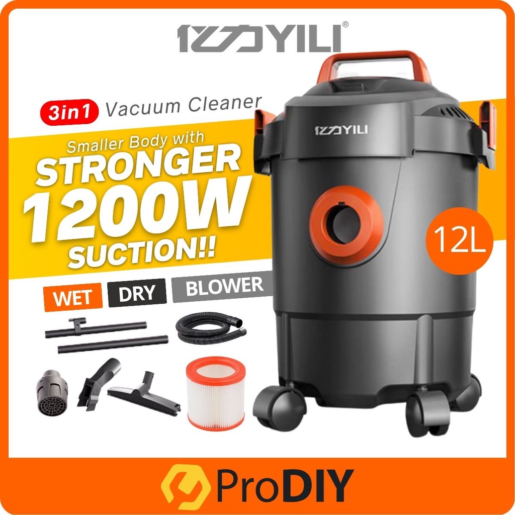 PRODIY YILI 1200W 3in1 Home Cleaner Vacuum 12L Vacum Wet And Dry Blower and Wet Dry Vacuum Cleaner ( YLW-6263B-12LP )