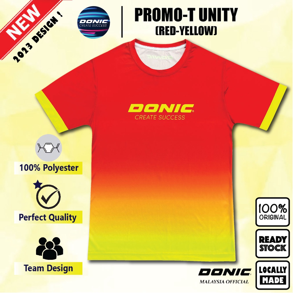 Donic Promo-T Unity (Red-Yellow) Simplicity Trendy Design Table Tennis Textiles