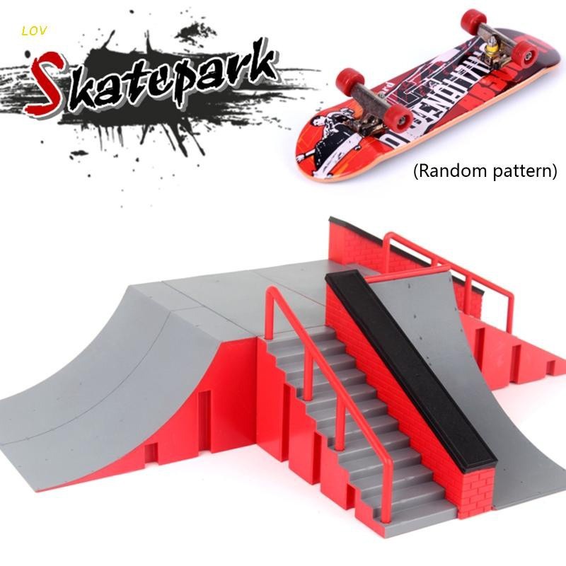 Shehave Professional Finger Skateboards Skate Park Ramp with Fingerboards, Multiple Scene ABS Park Ramp Toys For Children