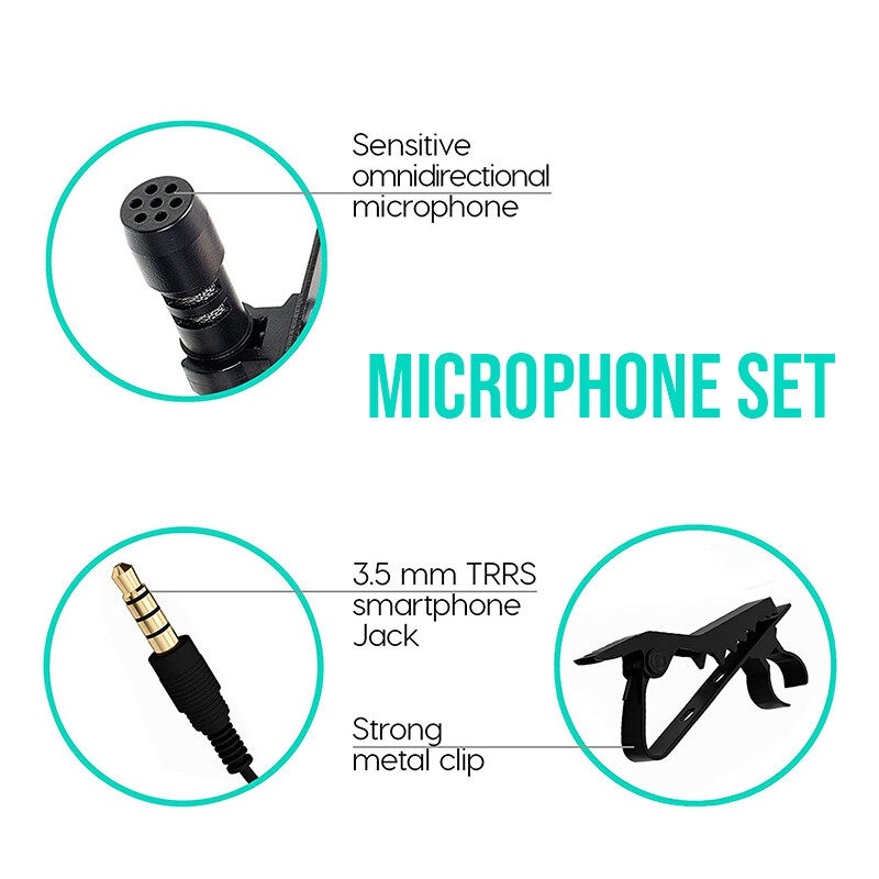 Mikrofon Klip-on Mini Ikat Kolar Telefon Mudah Alih Mikrofon Lavalier untuk iOS A