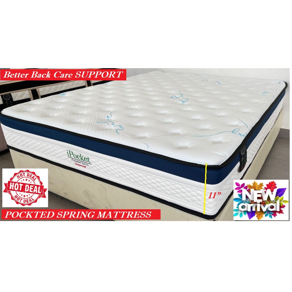 11" Back Support POCKTED Spring Mattress, iPOCKET , 10 years warranty !! NEW ARRIVAL, AVAILABLE IN KING & QUEEN SIZE