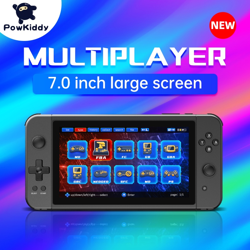 POWKIDDY X70 Handheld Game console 7 inch HD Screen Retro Game Cheap Children's Gifts Support Two-Player Games