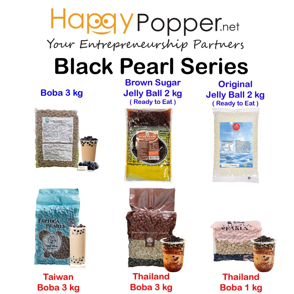 Happypopper Halal Tapioca Starch Balls Black Pearl Tepung Boba Bubble ...