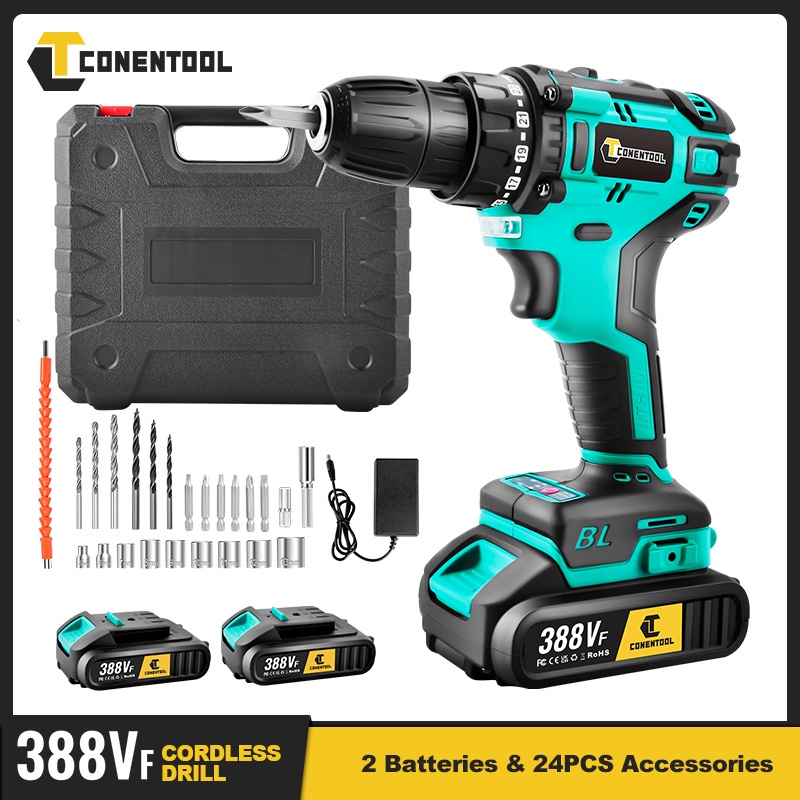 CONENTOOL Drill 388V Cordless Drill Electric Impact Wrench three