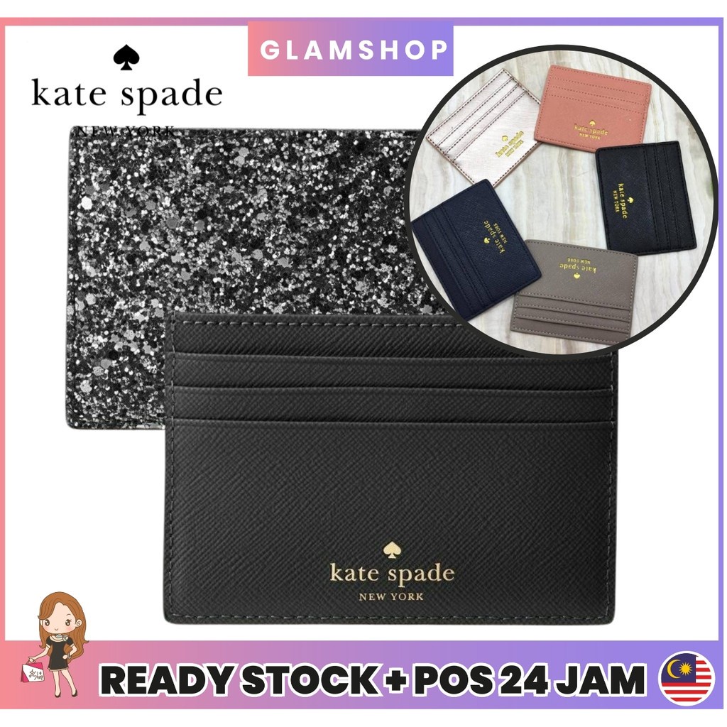 👑Glamshop👑 Kate Spade Greta Court Graham Glitter Card Holder Card Case /  Pemegang Kad Bergaya | Shopee Malaysia