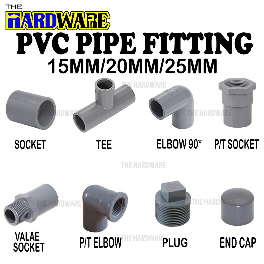 (15MM/20MM/25MM)PVC Pipe Fitting-Socket/Elbow/Tee/Valve Socket/Plug/End ...