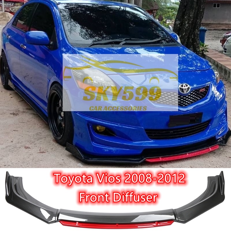 Toyota Vios 20082012 Front Bumper Diffuser Lip Wrap Angle Splitters Black Carbon Color Shopee