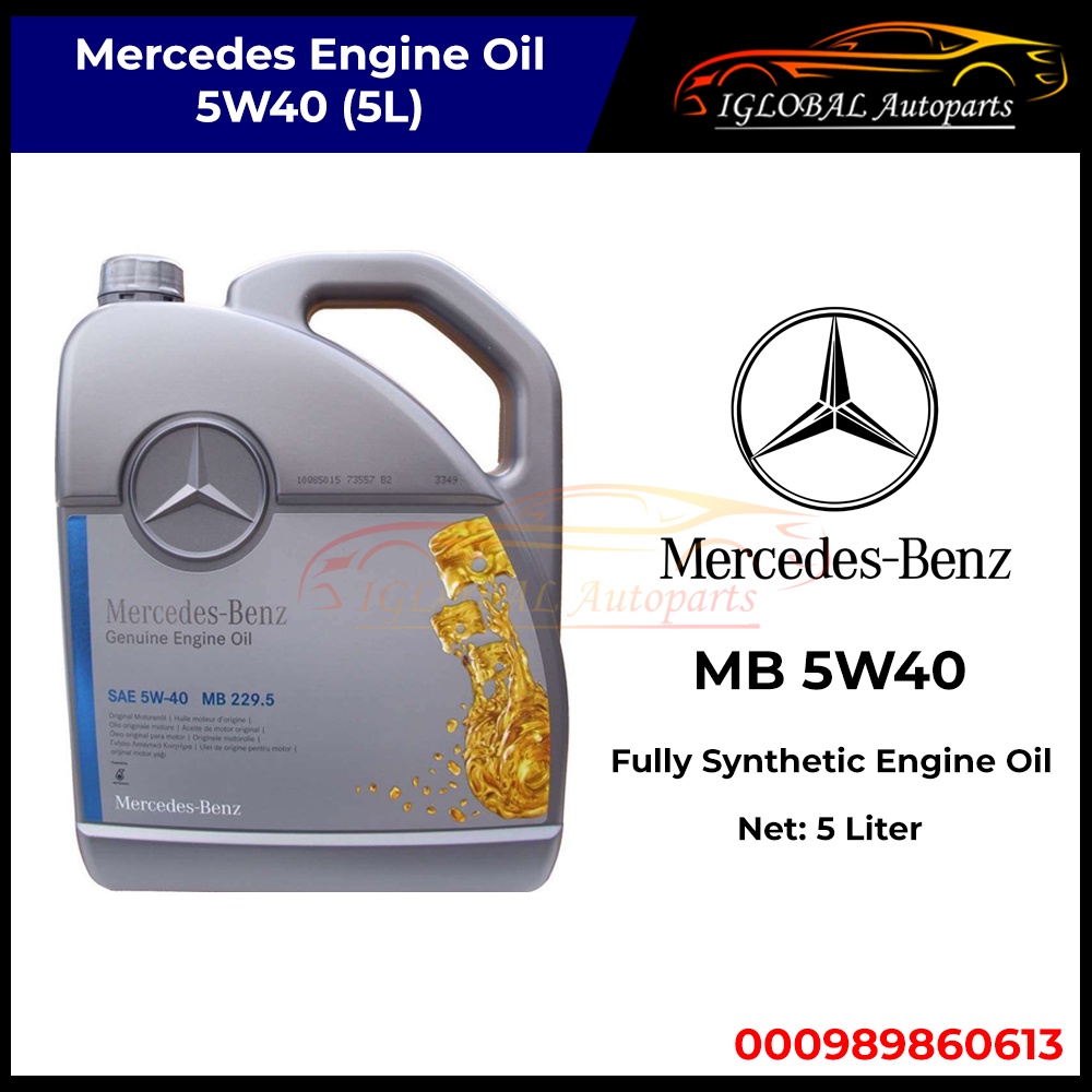 MercedesBenz 5W40 5L Fully Synthetic Engine Oil 000989860613 (ORIGINAL) Shopee Malaysia