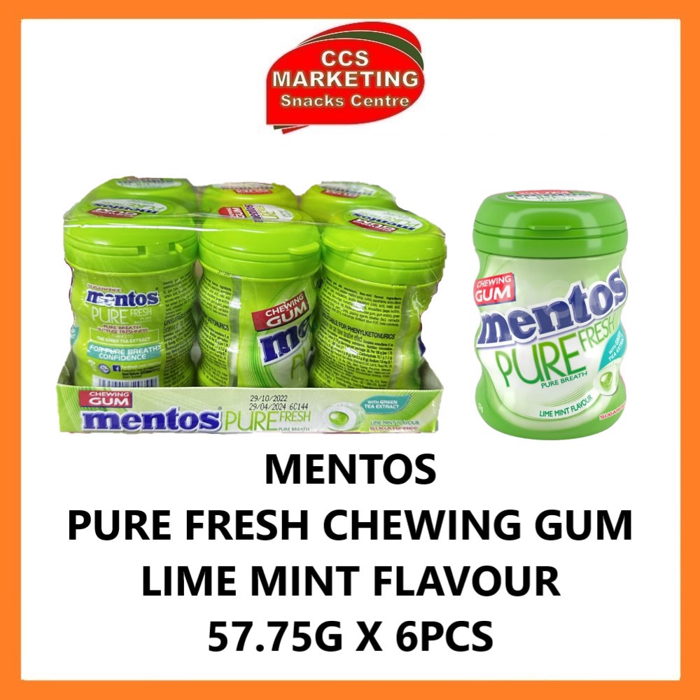 CCS Mentos Pure Fresh Chewing Gum Sugarfree Lime Mint Flavour ( 57.75g ...